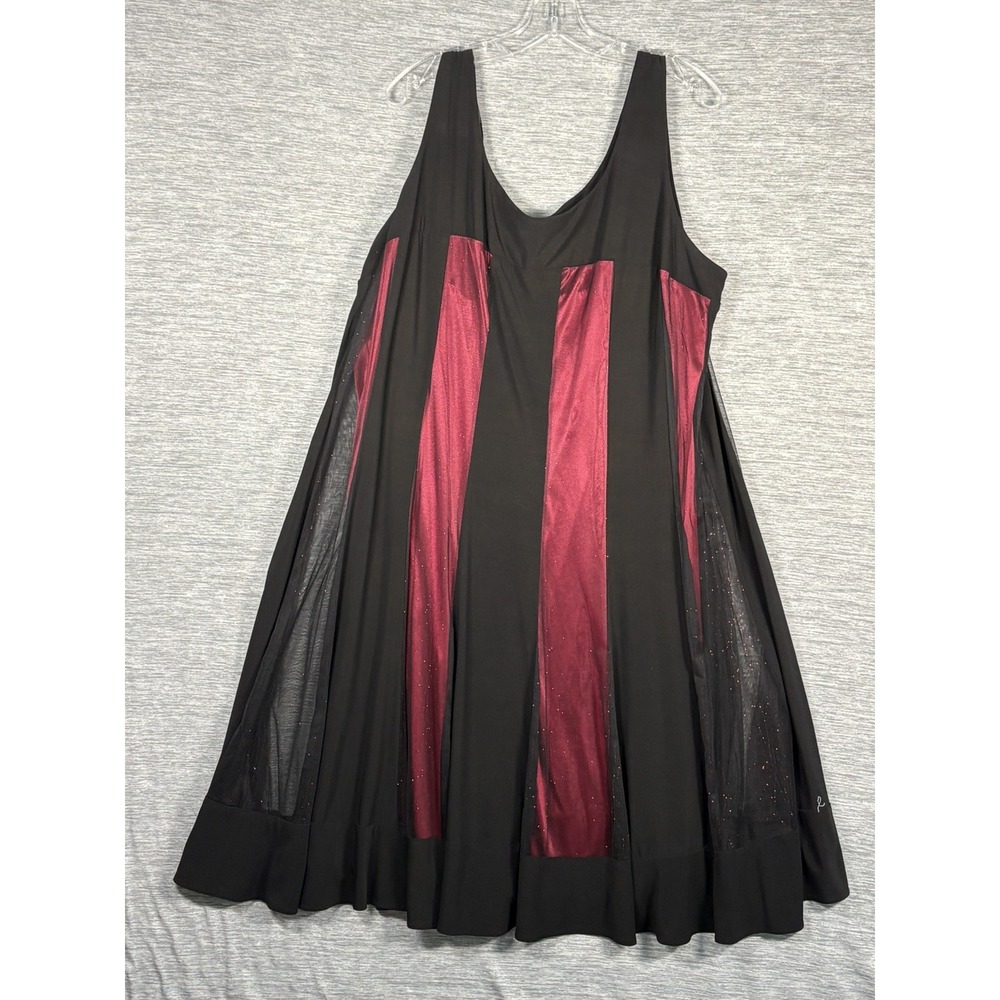 R&M Richards Goth Vampire Dress Size 22 Black Red Shimmer Color Block Halloween
